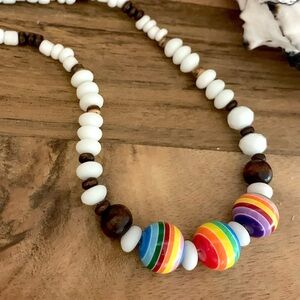 Rainbow Artisan Milk Glass Beaded Necklace